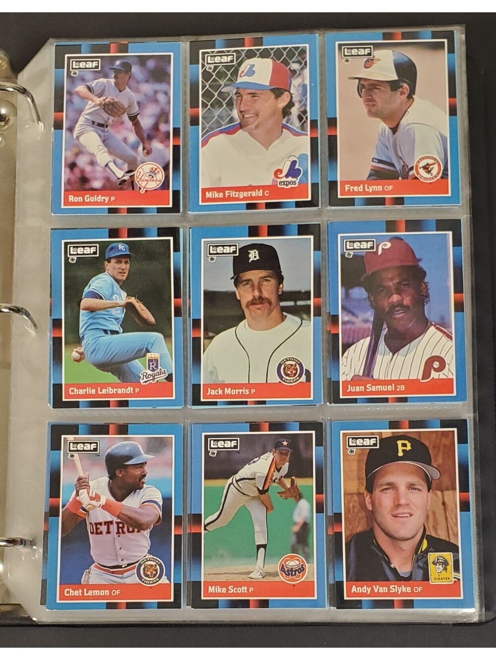 Vintage 1988 Leaf Baseball Card Collection in Binder VG 475+ PCS